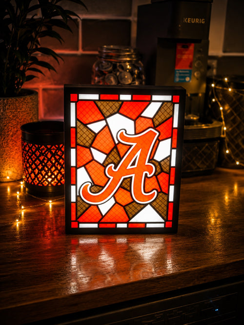 Alabama Crimson Tide stained-glass style light-up frame