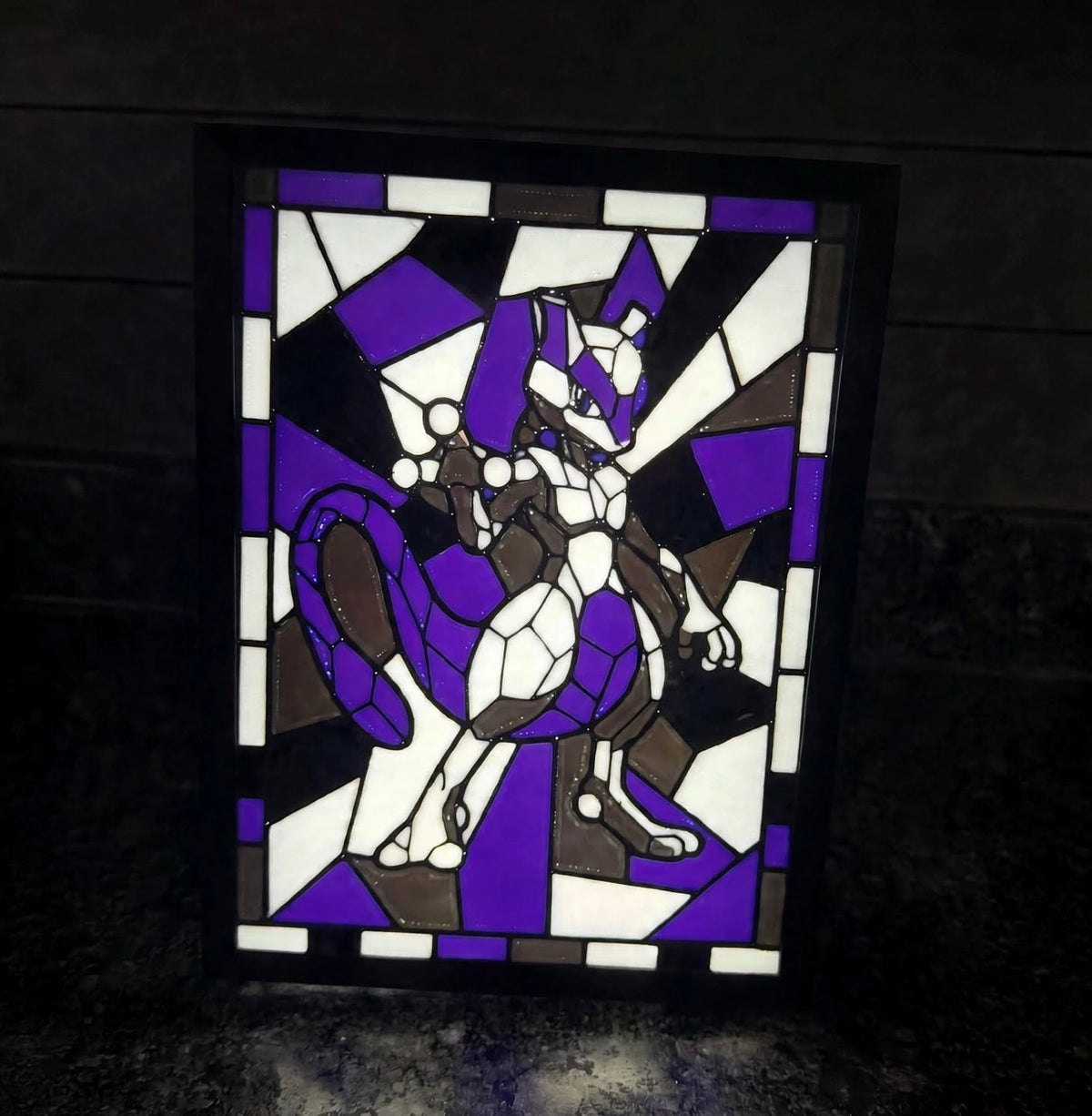 Mewtwo stained-glass style light-up frame