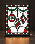 CNS Customs Vintage Ornaments 6×8 light-up frame, illustrative digital mockup with preserved approved stained-glass-style design