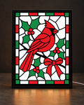 Illustrative CNS Customs Winterberry Cardinal and Bow light-up-frame mockup using exact approved v01 artwork