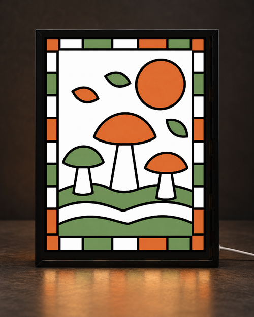 CNS Customs Autumn Mushroom Grove digitally composed framed preview using exact approved V03 original; experimental, not yet physically released