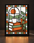 Illustrative CNS Customs Cozy Reading Nook light-up-frame preview with exact owner-approved v02-attempt-02 original artwork; concept only