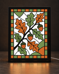 Illustrative CNS Customs Oak Branch & Acorns light-up frame mockup using exact approved V01 artwork, experimental not physically validated