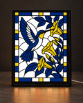 CNS Customs Hummingbird & Trumpet Vine — Blue & Yellow illustrated frame mockup with exact owner-approved V02 original; experimental not printed