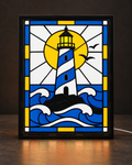Original CNS Customs Coastal Lighthouse & Waves design in a slim black light-up frame; illustrative digital mockup