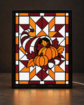 Original CNS Customs Thanksgiving Cornucopia & Quilt Star in a slim black illuminated frame; illustrative digital mockup