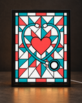 Original CNS Customs Nurse Heart & Stethoscope Quilt in a slim black illuminated frame; illustrative digital mockup