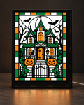 Haunted Victorian Pumpkin Gate by CNS Customs shown in a black light-up frame, framed digital mockup of owner-approved artwork