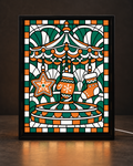 Christmas Ornament Carousel exact original artwork displayed in CNS Customs uniform black rectangular tabletop light-up frame with visible white cord; illustrative digital mockup