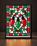 Illustrative Vintage Christmas Bulb Trio light-up frame with exact approved CNS Customs digital art, not a photograph of a completed print
