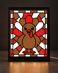 Illustrative Thanksgiving Whimsical Turkey concept with exact approved image-gen-1(5).png artwork in the standard CNS frame. Only one illustrative panel size is shown; actual 6x8 and 8x10 production unverified.