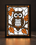 Illustrative Thanksgiving Autumn Owl concept with exact approved image-gen-2(9).png artwork in the standard CNS frame. Only one illustrative panel size is shown; actual 6x8 and 8x10 production unverified.
