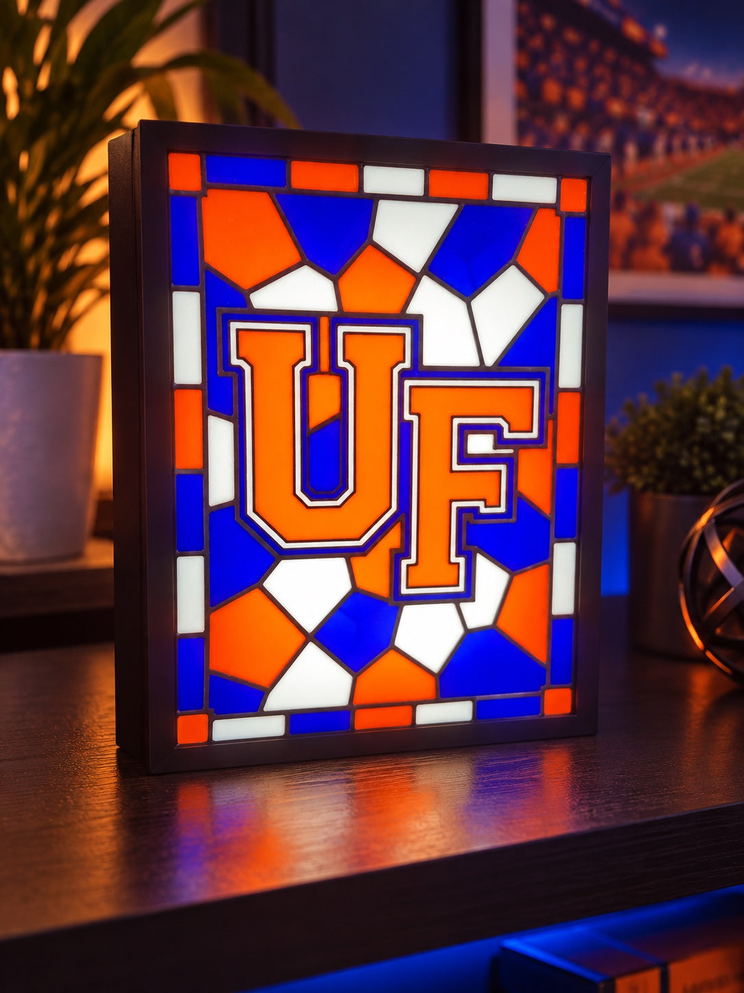 Florida Gators UF stained-glass style light-up frame