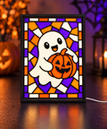 Halloween Ghost & Pumpkin Light-Up Frame