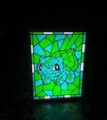 Bulbasaur framed stained-glass style display