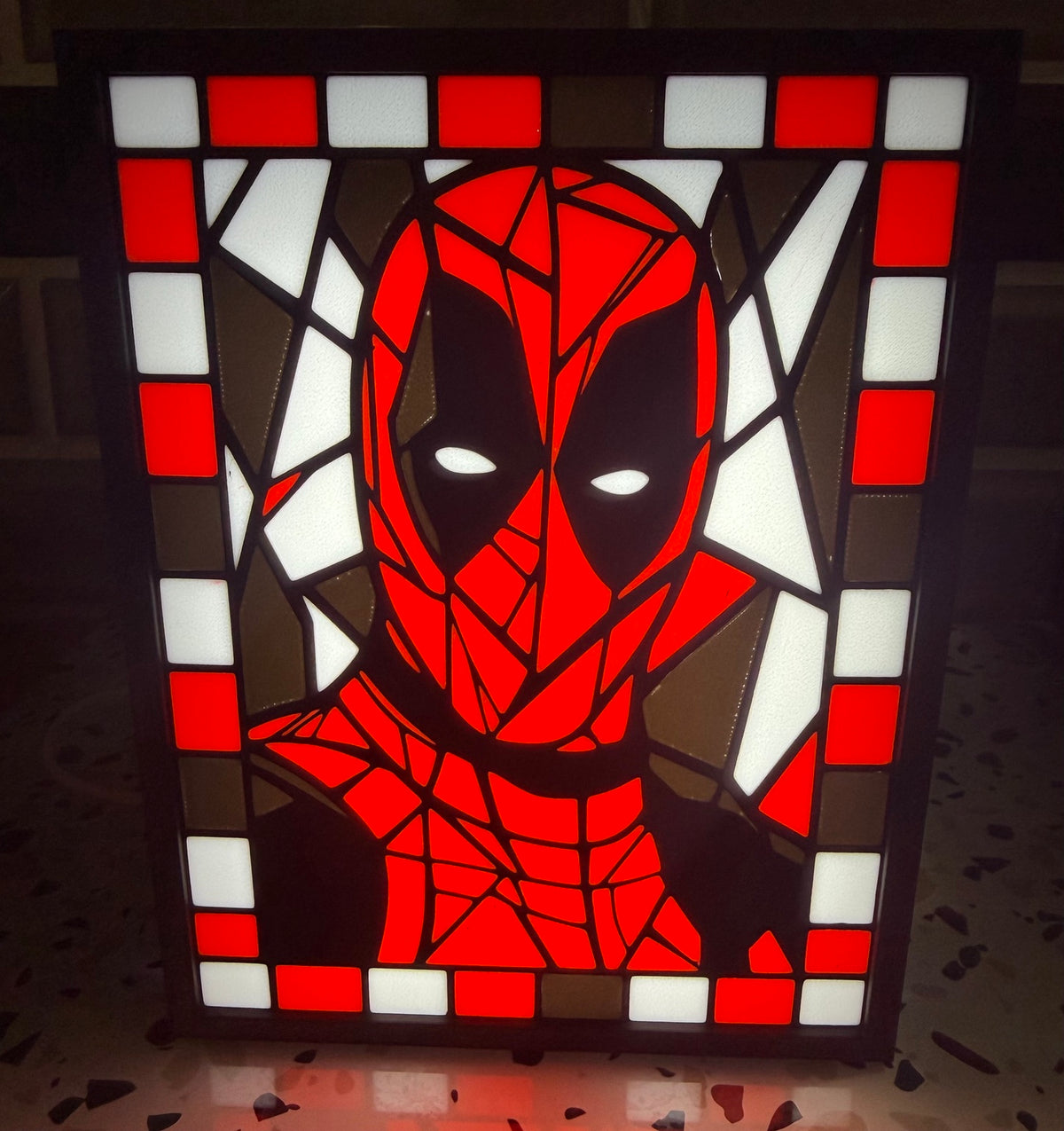 Deadpool stained-glass style light-up frame