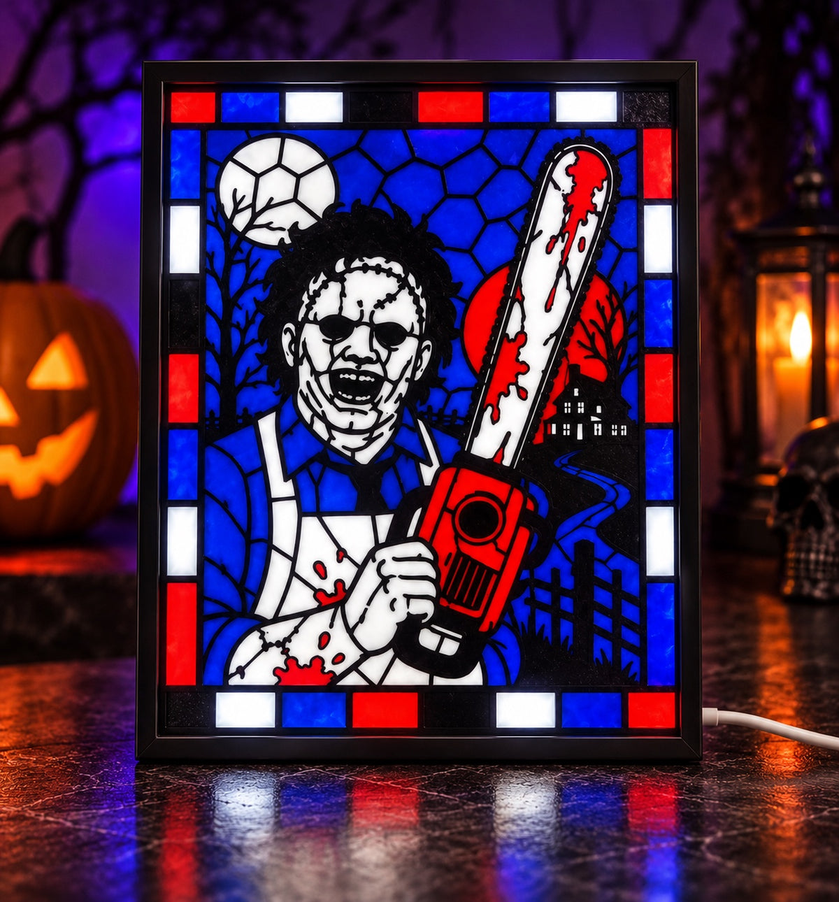CNS Customs Leatherface 6×8 stained-glass-style light-up frame