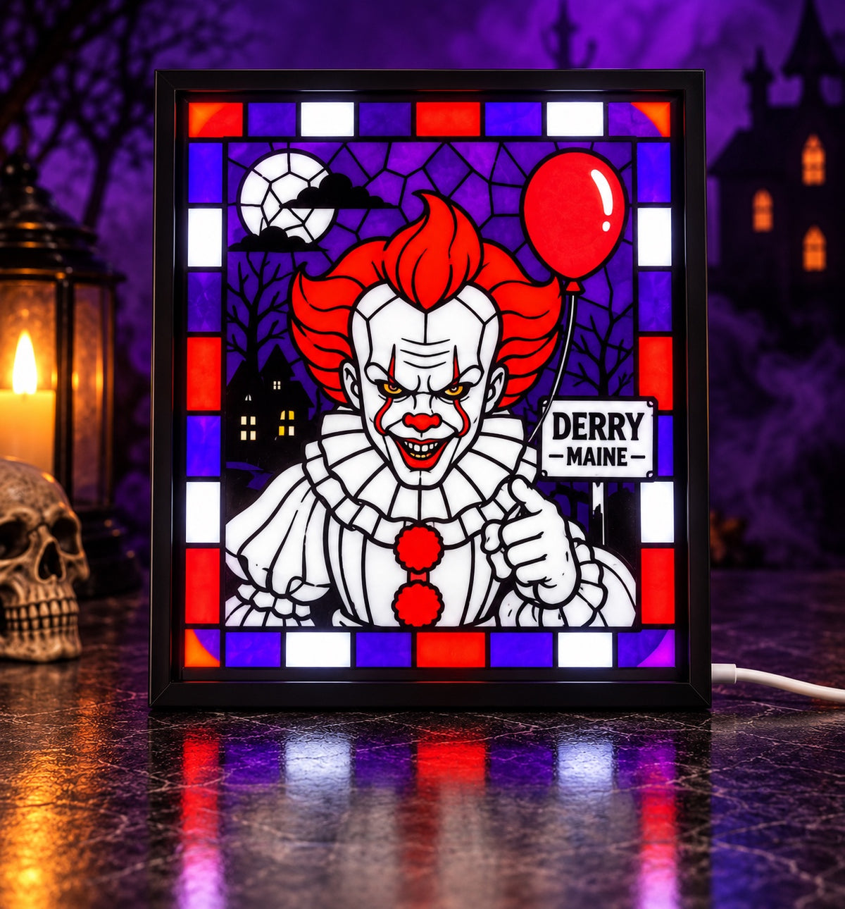 CNS Customs Pennywise 6×8 stained-glass-style light-up frame